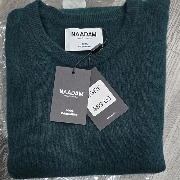 NWT NAADAM 100% Cashmere Crewneck Sweater – Pine Green – Size XS - Picture 5 of 7